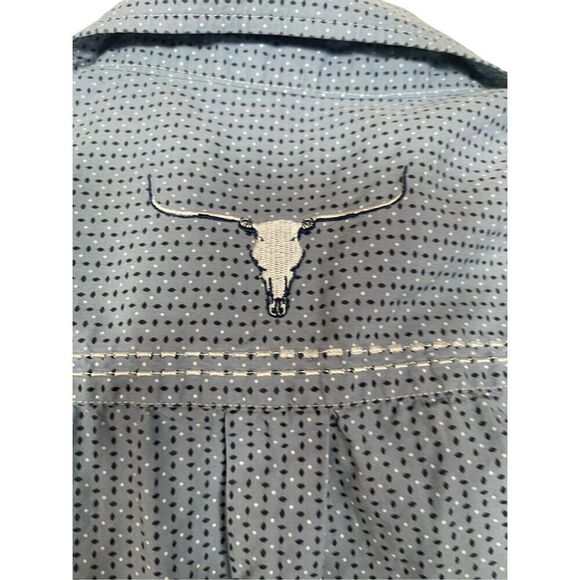 Cowboy Hardware Mens Blue 100% Cotton Short Sleeve Button Up Shirt Size Large - Picture 6 of 12